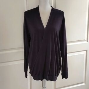 EcoSkin women's Medium dark gray pull over Criss Cross long sleeve top
